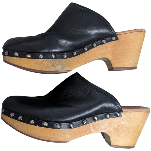 Corso Como Black Leather Clogs Size 8 - Picture 3 of 10